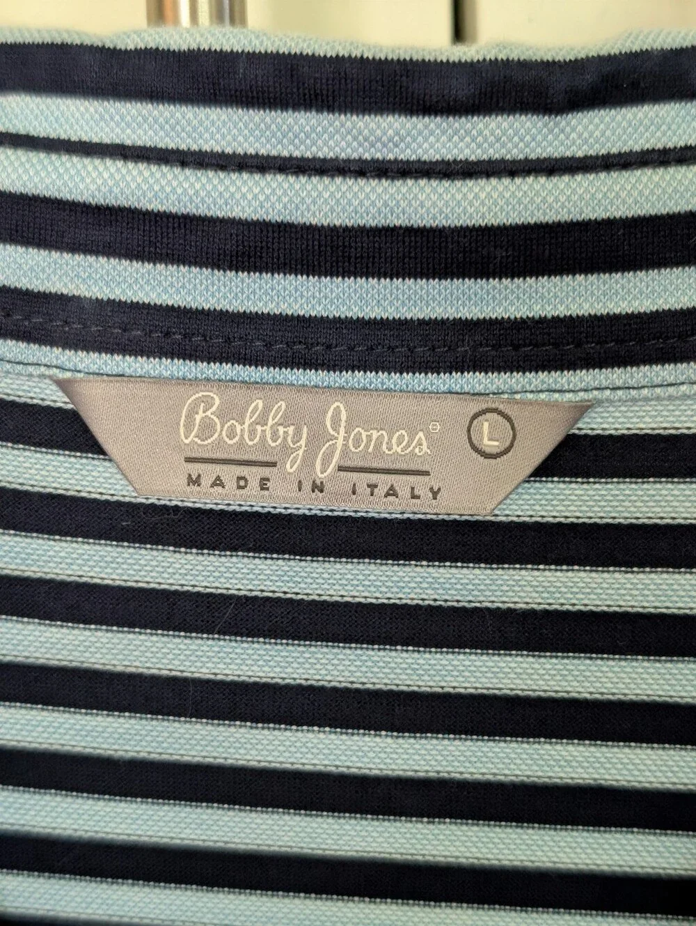 Bobby Jones Masters‎ Polo Navy Striped Polo with Masters Logo